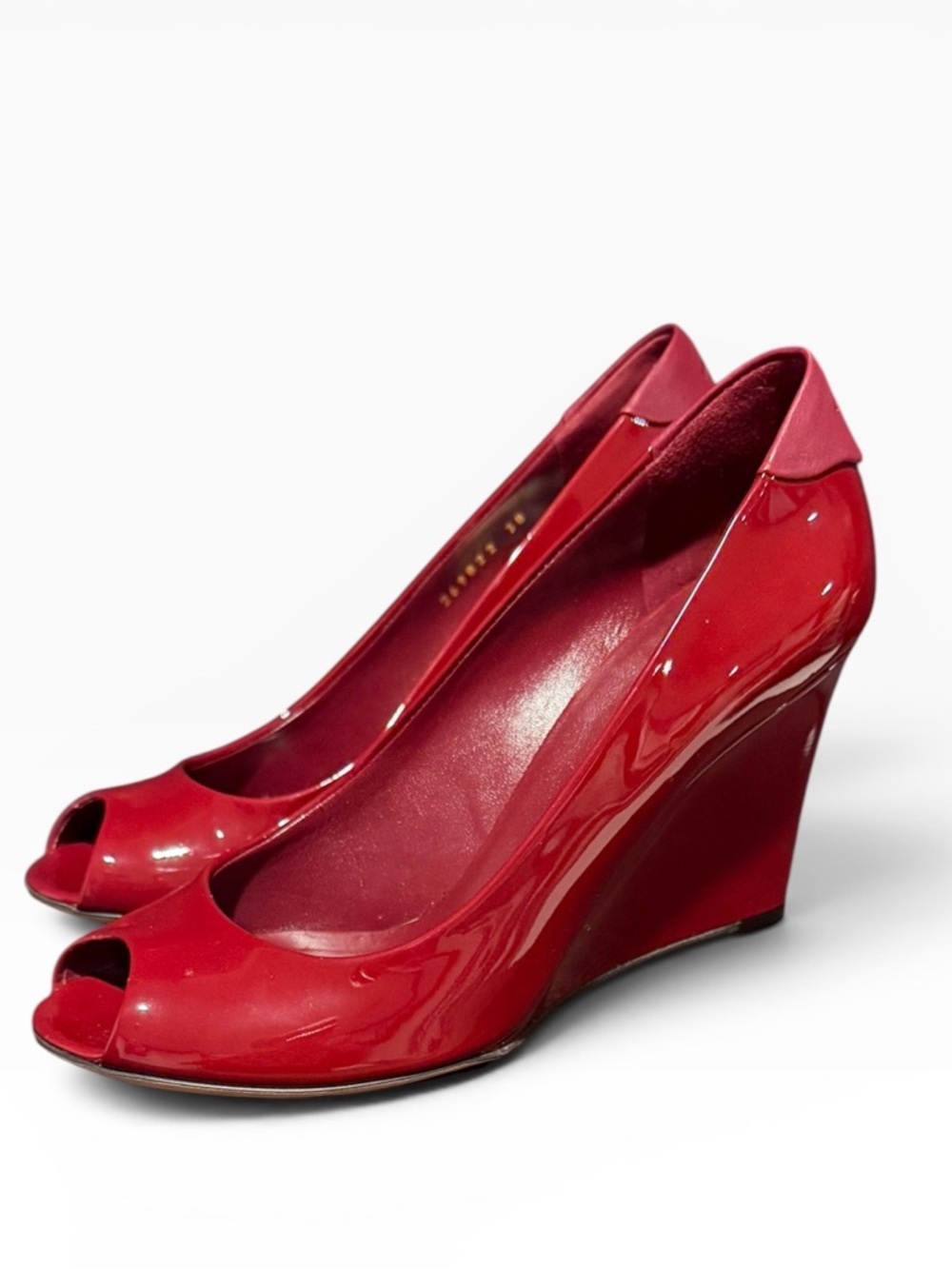 Gucci Vernice Peep Toe Wedge